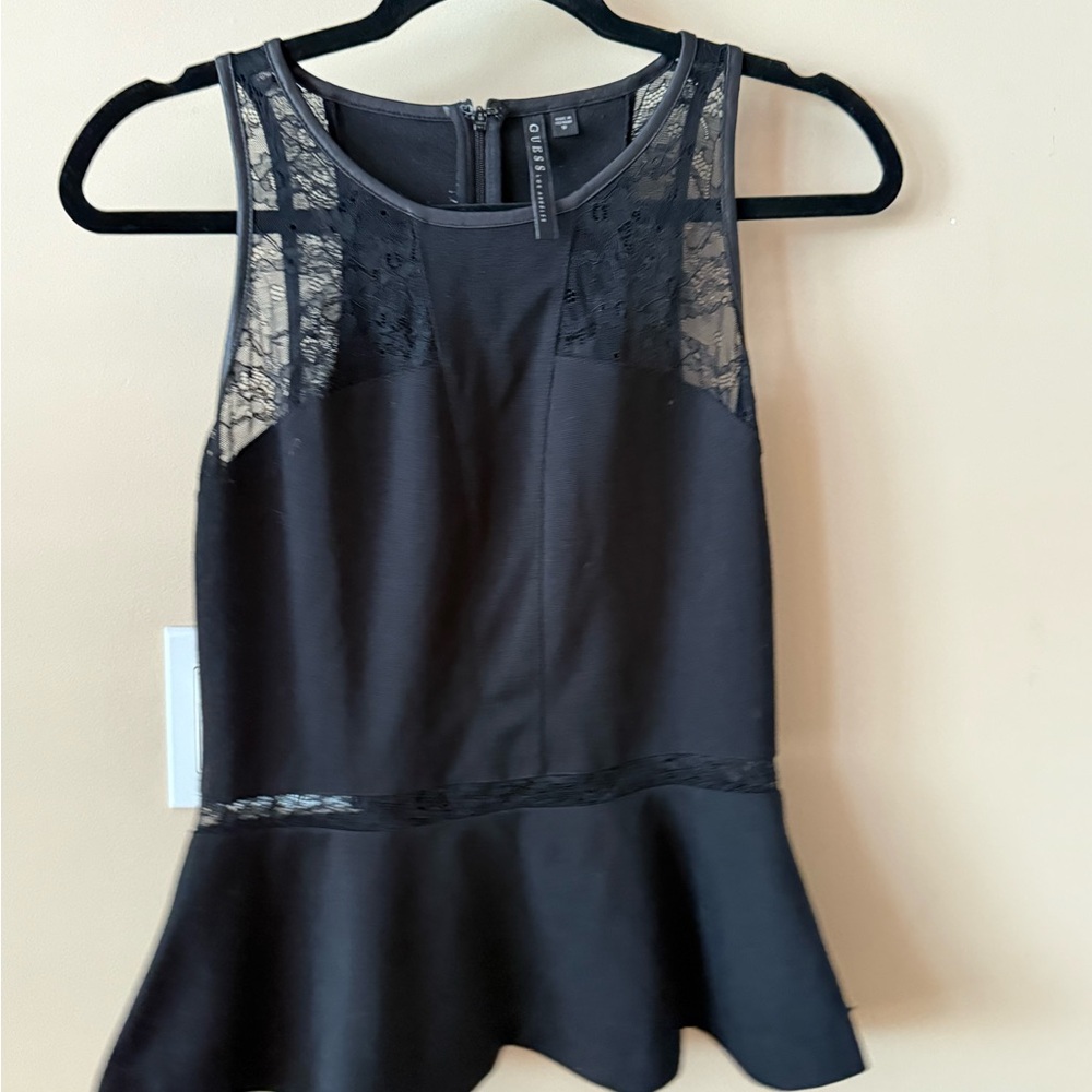 Guess Black Lace Detail Top
